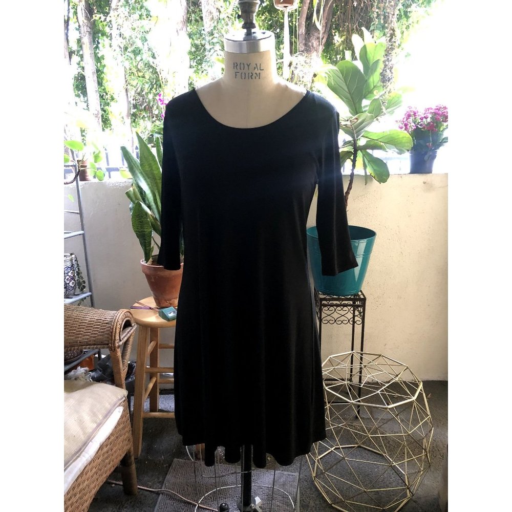 Eileen Fisher | Silk Black Shift Dress Size Small